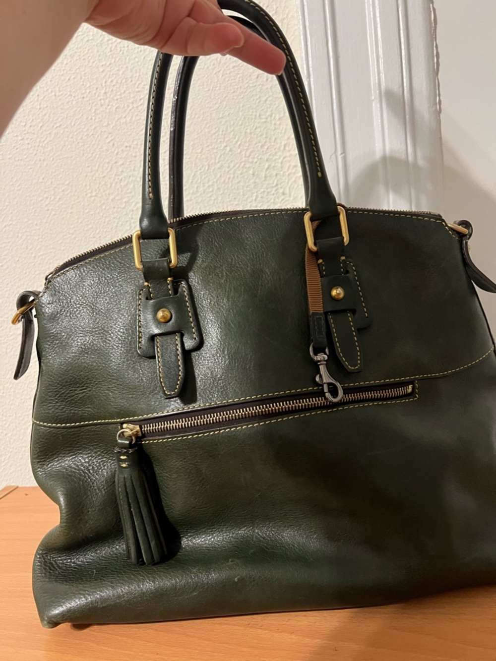 Dooney & Bourke Ivy Green Florentine Leather Satchel - Picture 2 of 10